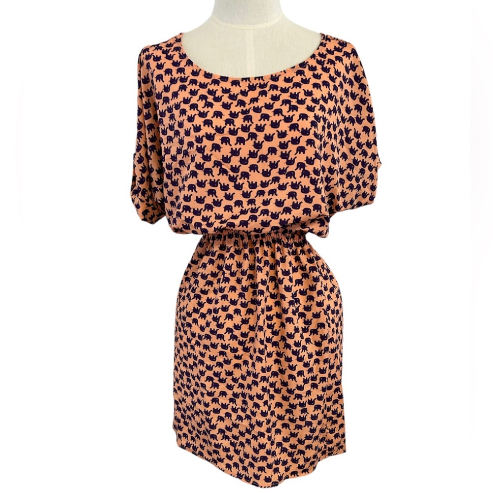 Everly elephant dress womens‎ small orange purple.